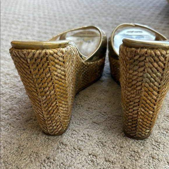 Jimmy Choo Gold Wedge Sandals with Metallic Finish - Picture 3 of 5